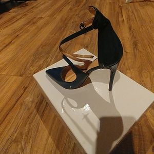 Patent leather blue heels